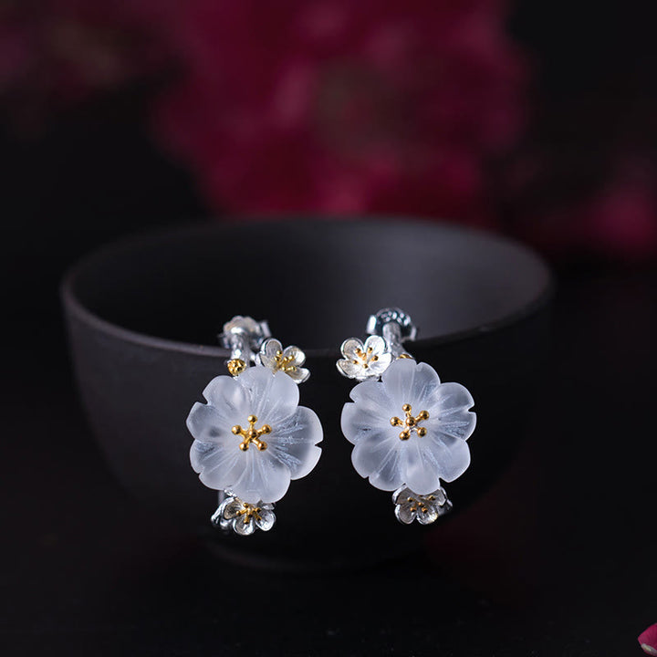 Buddha Stones925スターリングシルバー 梅の花 フローラルブレッシングイヤリング - クリスタルプラムブロッサム - image 11