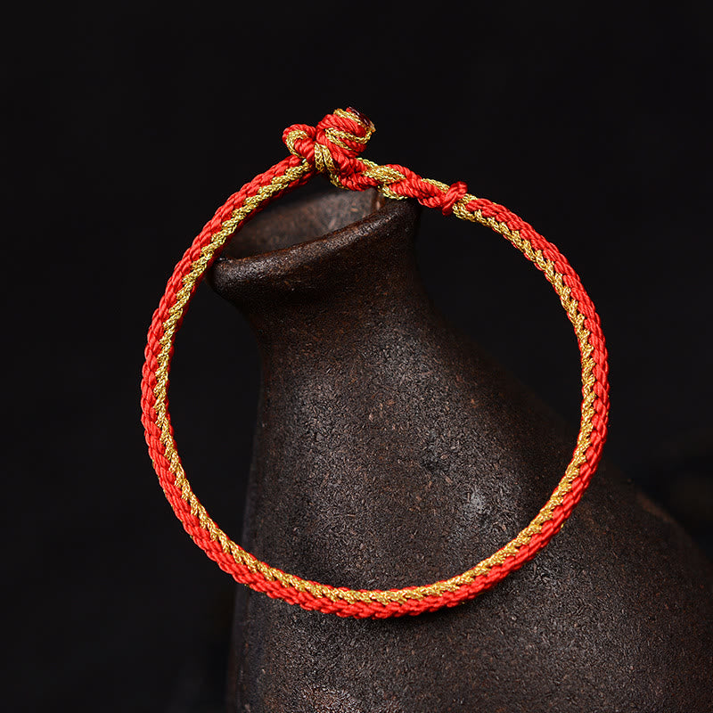 Buddha Stones2色ロープ 手作り 8本糸 ピースノット ブレスレット
