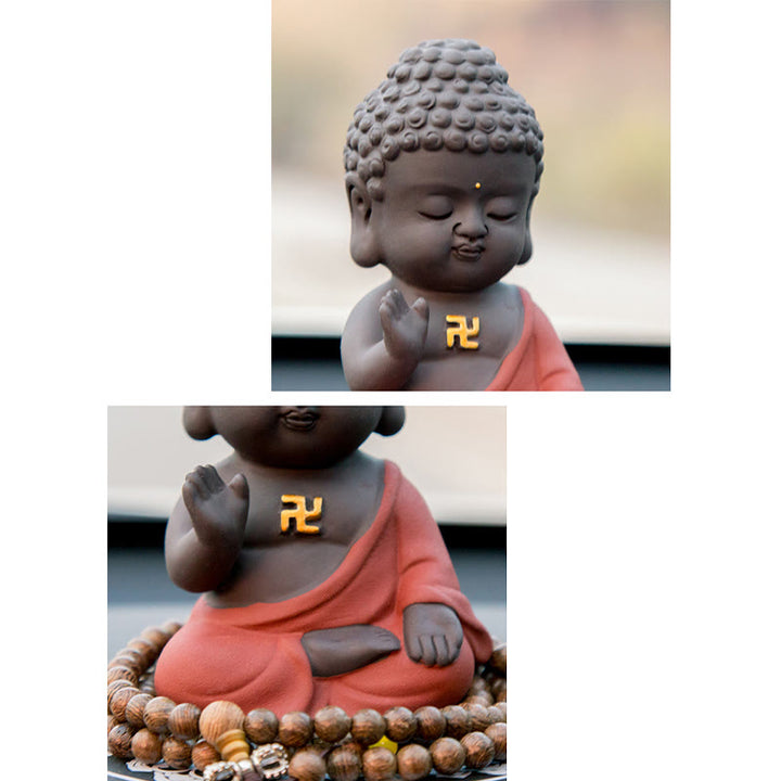 Buddha Stones小さな仏像 セレニティ 紫粘土 ホームデスクデコレーション