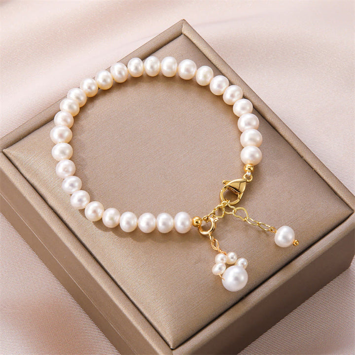 Buddha Stonesパール猫の足跡ヒーリングチェーンブレスレット - パール（癒し♥知恵） - image 1