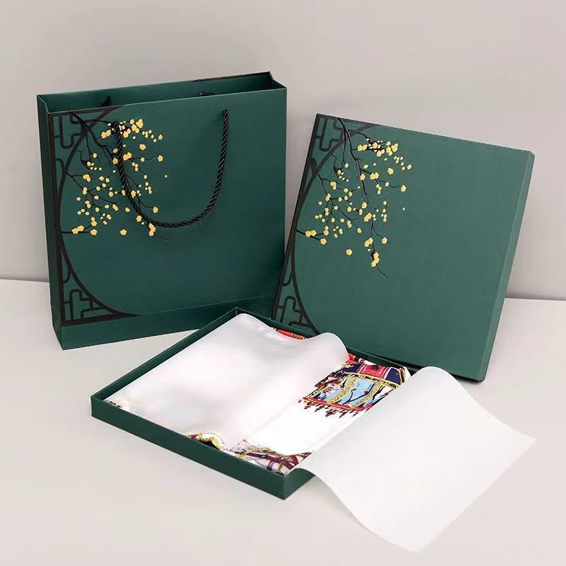 Buddha Stones、田園風景、熱気球、春の花、100% マルベリーシルク ネックスカーフ - image 6