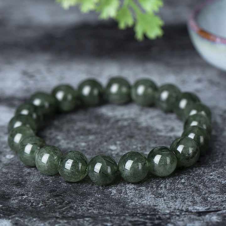 Buddha Stones天然グリーンクリスタル 祝福 富のブレスレット