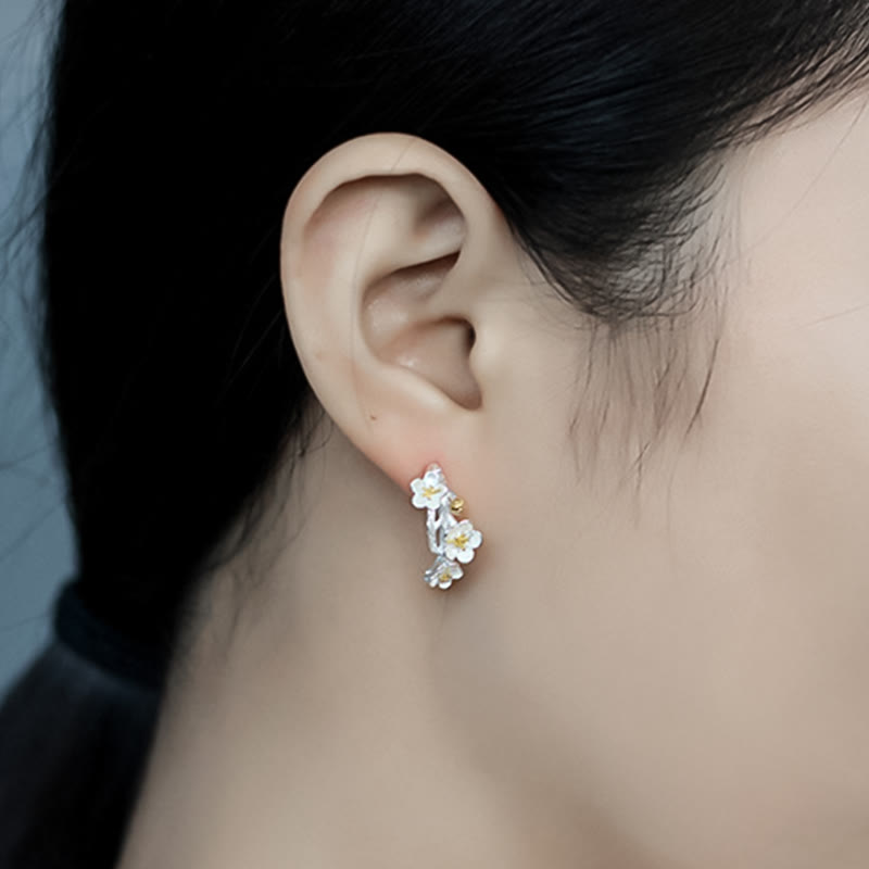 Buddha Stones925スターリングシルバー 梅の花 フローラルブレッシングイヤリング