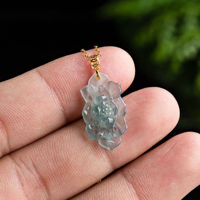 Buddha Stones18Kゴールド 天然翡翠 蓮模様 繁栄のネックレスペンダント - image 3