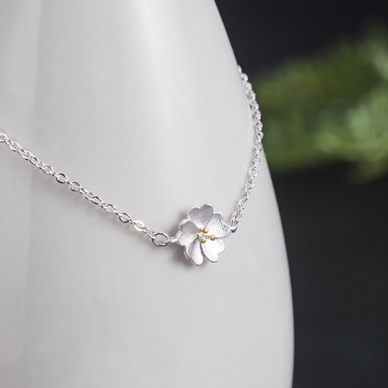 Buddha Stones925スターリングシルバー 桜の祝福チェーンブレスレット