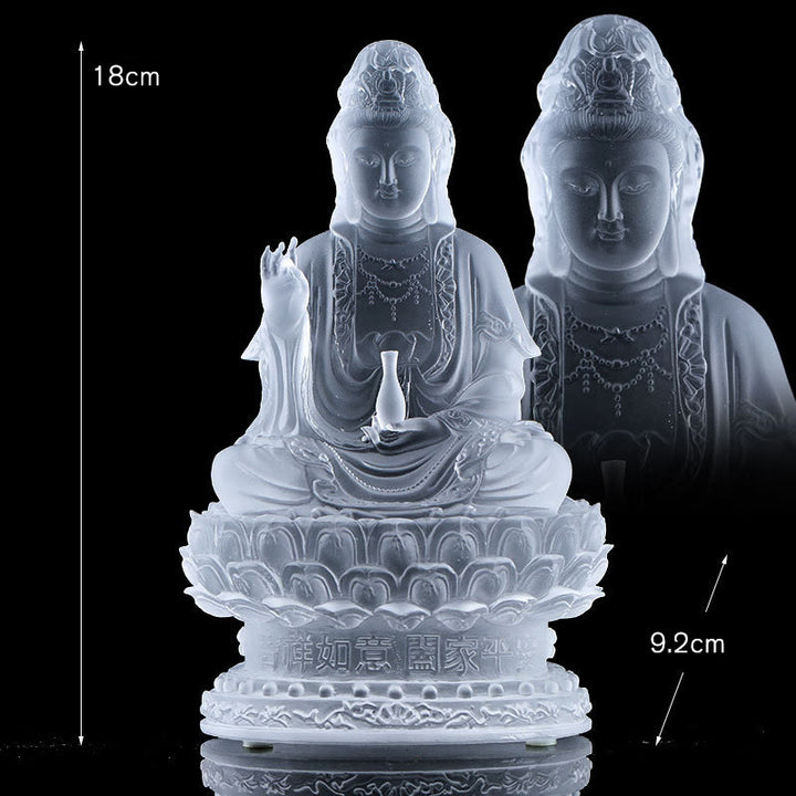 Buddha Stones観音菩薩 手作り置物 琉璃クリスタルアート作品 富の像 家へのお供え物 装飾