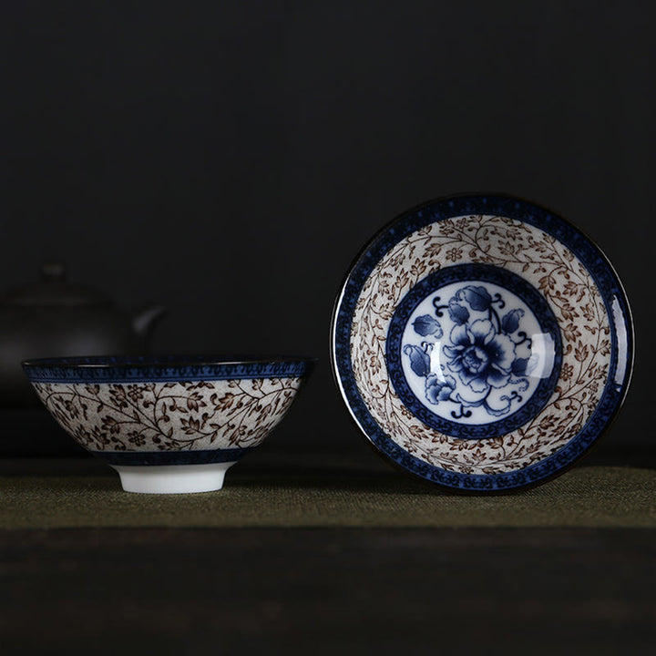 Buddha Stones、花、フーキャラクター、山、蓮、桜、陶器のティーカップ、カンフーティーカップ