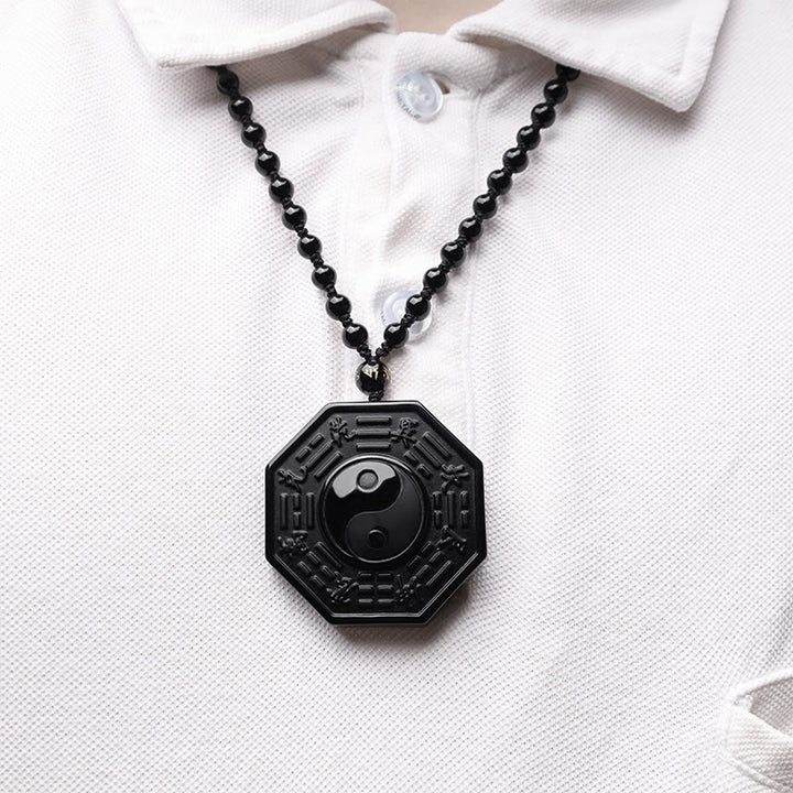 Buddha Stones黒曜石陰陽ペンダントネックレス - image 8