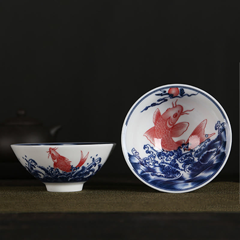 Buddha Stones、花、フーキャラクター、山、蓮、桜、陶器のティーカップ、カンフーティーカップ