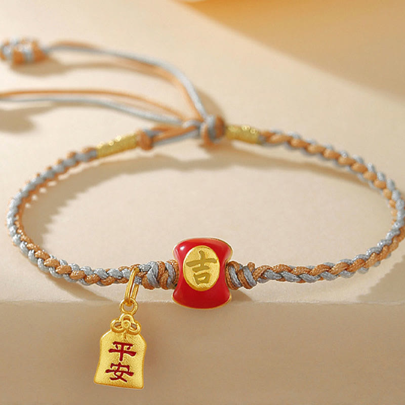 Buddha Stones925 スターリングシルバー ハンドメイド 縁起の良い漢字の祝福編み紐ブレスレット