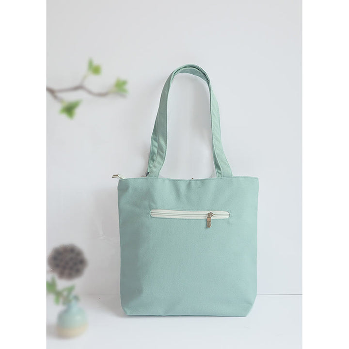 梨花 梅 桃の花 竹刺繍 キャンバス 大容量 ショルダーバッグ トートバッグ - image 4