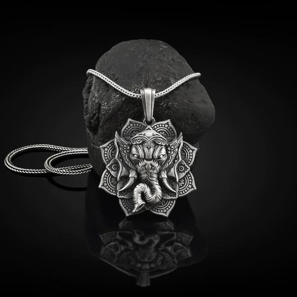 Buddha Stones純錫製 ガネーシャ ガンパティ 象の守護お守りネックレスペンダント - image 2