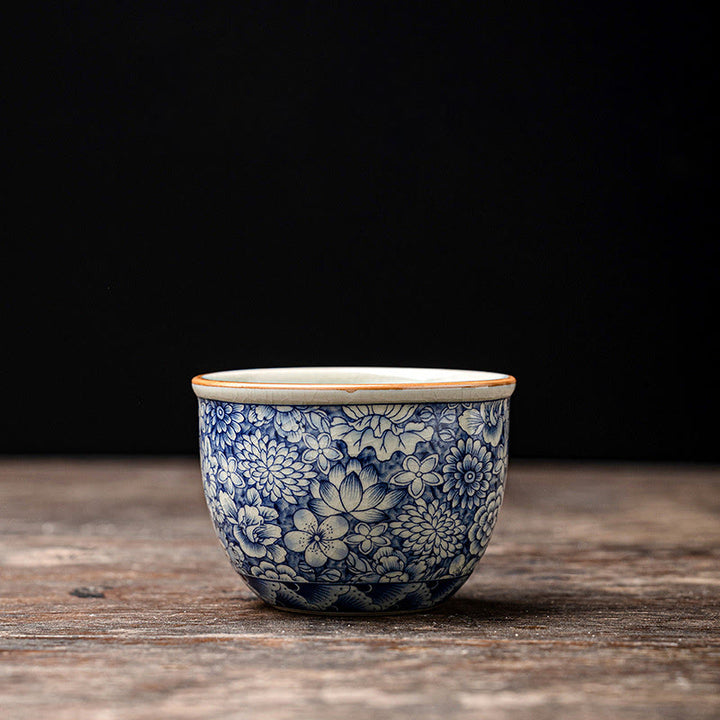 Buddha Stonesヴィンテージ 蓮 牡丹 梅 菊 陶器 ティーカップ ティーカップ