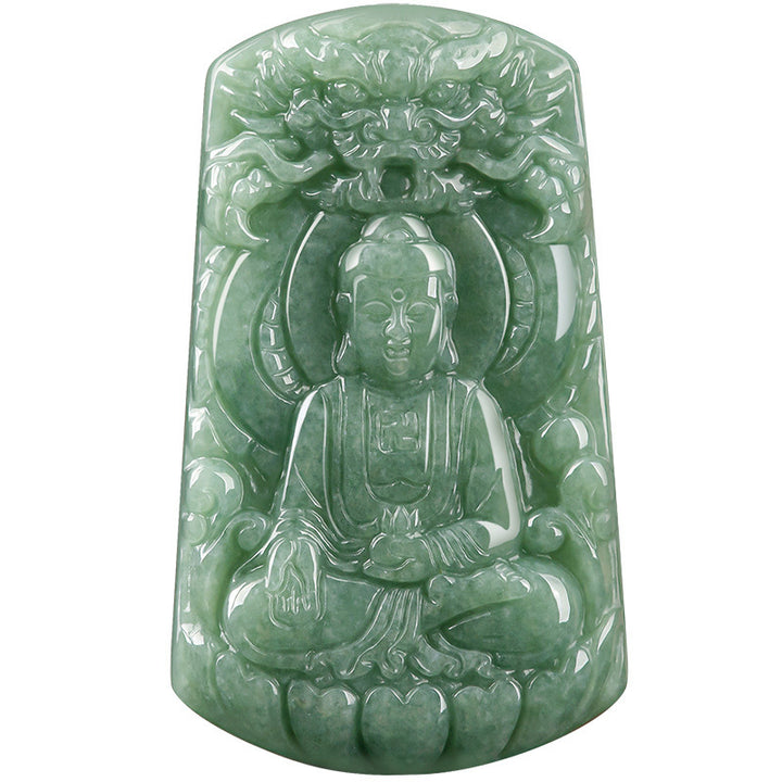 Buddha Stones如来仏 龍 翡翠 お守り 静寂の紐ネックレス