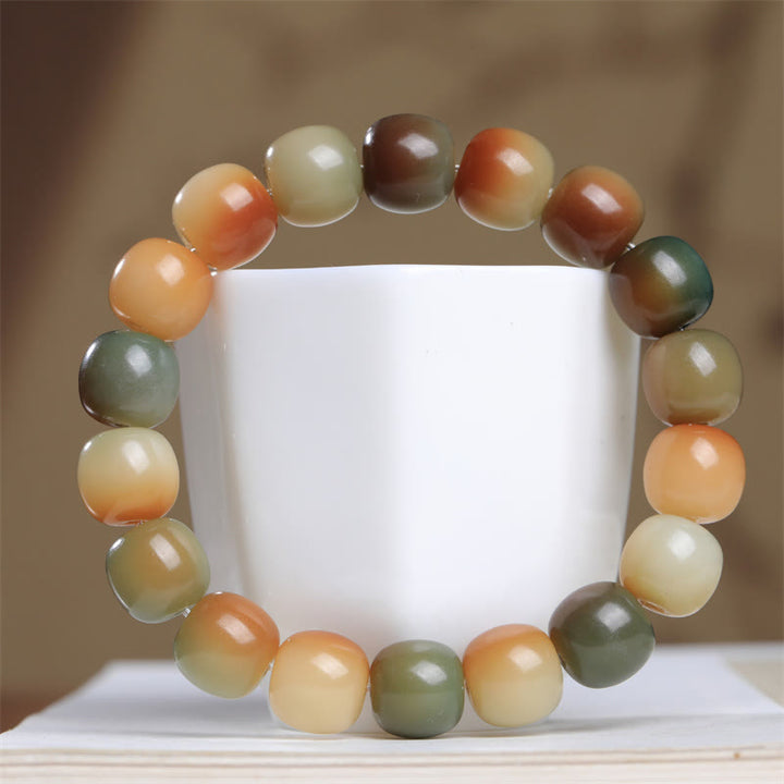 Buddha Stonesカラフルな菩提樹の種 平和の知恵ブレスレット