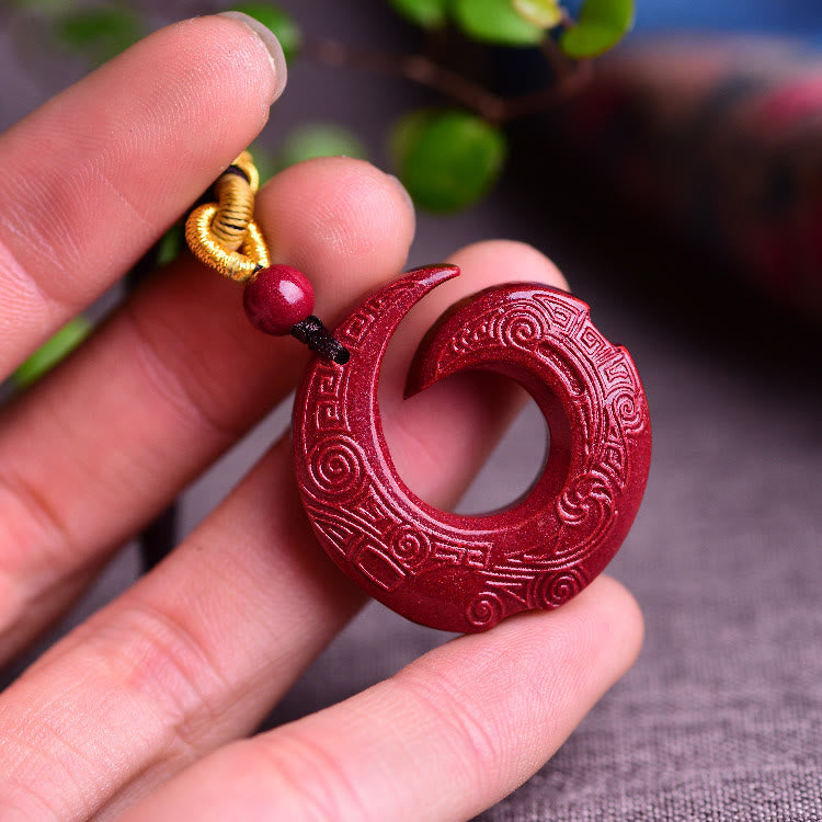 Buddha Stones幸運を呼ぶデザインパターン 天然辰砂 祝福ネックレスペンダント
