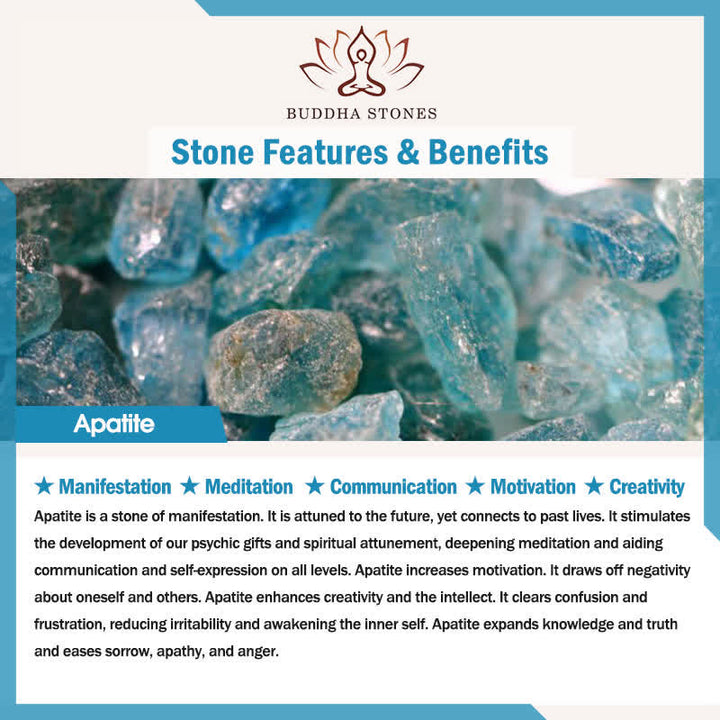 Buddha Stones108 個のMalaビーズ アパタイトビーズ Om 生命の樹 蓮仏ブレスレット