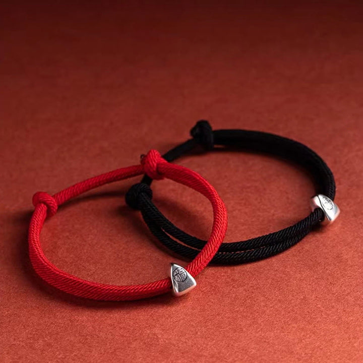 Buddha Stones925 スターリングシルバー 福文字 祝福 ハンドメイド 編み込みブレスレット
