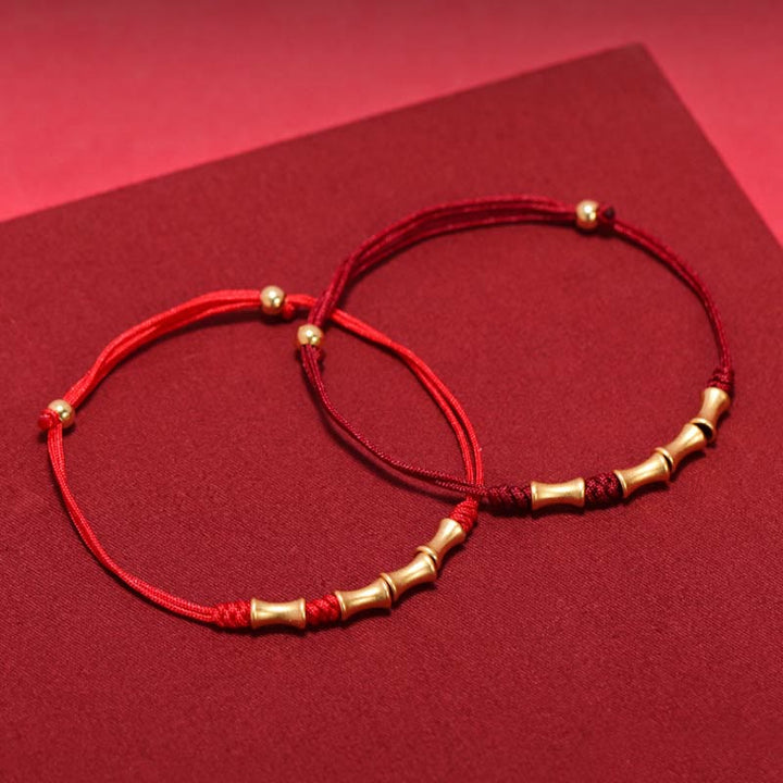 Buddha Stones925 スターリングシルバー 竹デザイン 守護幸運 編み込みブレスレット
