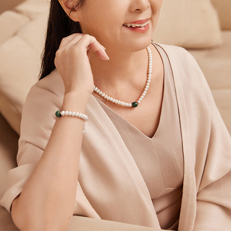 Buddha Stones 925スターリングシルバー 天然真珠 和田翡翠 アクアマリン 知恵 誠実 ネックレス ペンダント ブレスレット