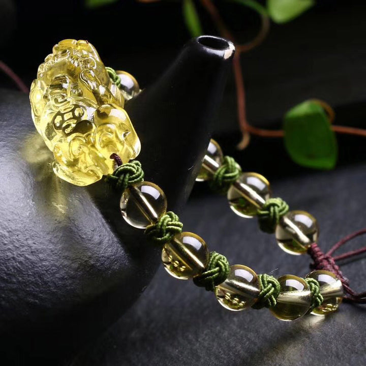 Buddha Stones天然シトリンPiXiu富守護ブレスレット