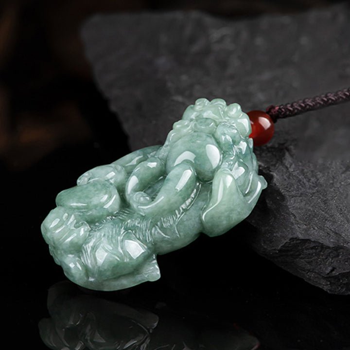 Buddha Stones翡翠貔貅富幸運紐ネックレスペンダント - image 6