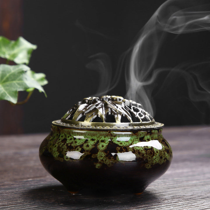Buddha Stones柄 陶器 祝福 瞑想 香炉 装飾