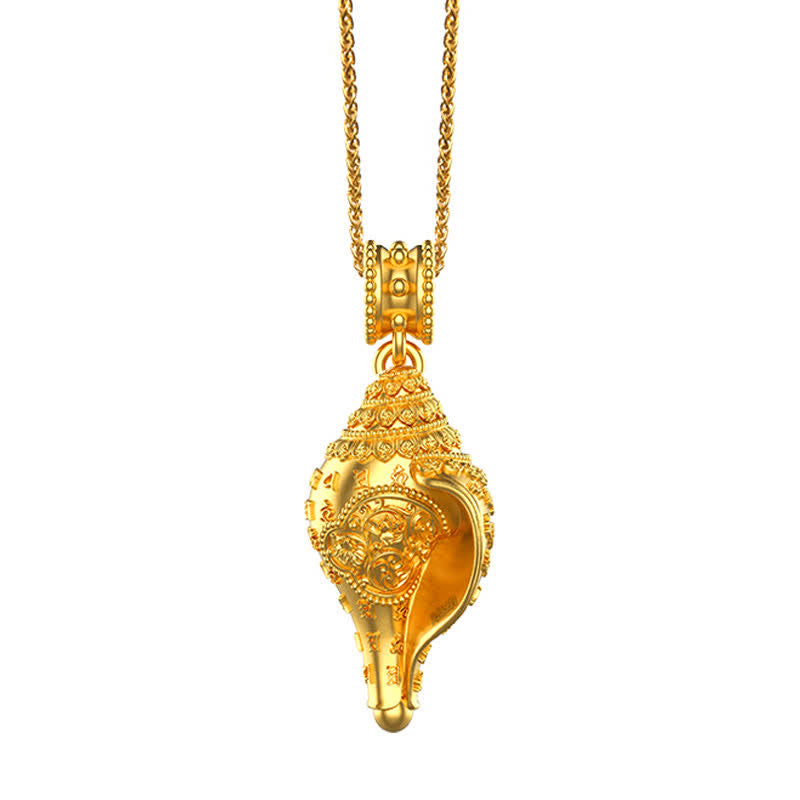 Buddha Stones999 スターリングシルバー シャンカ コンクシェル 貝殻 ラッキーネックレス ペンダント