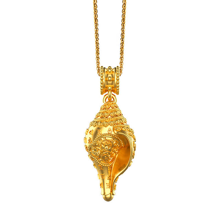 Buddha Stones999 スターリングシルバー シャンカ コンクシェル 貝殻 ラッキーネックレス ペンダント