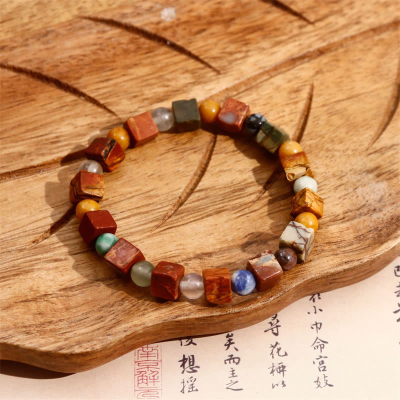 Buddha Stones天然石 海底堆積物 ジャスパー 瑪瑙 守護ブレスレット
