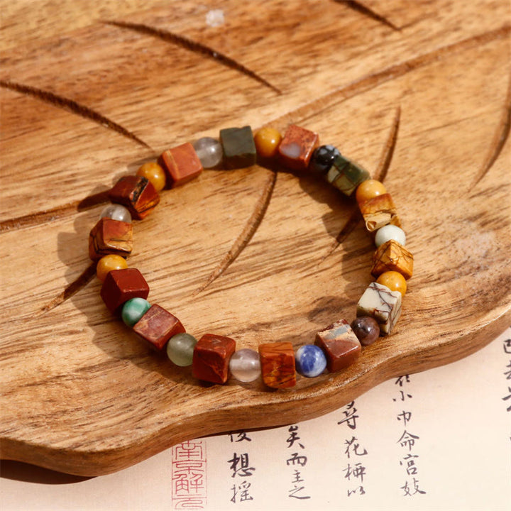 Buddha Stones天然石 海底堆積物 ジャスパー 瑪瑙 守護ブレスレット