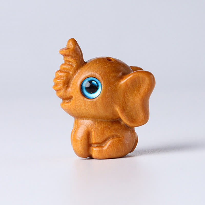 Buddha Stones白檀の小葉 紅檀 緑檀 幸運のミニ象の彫刻 守護装飾