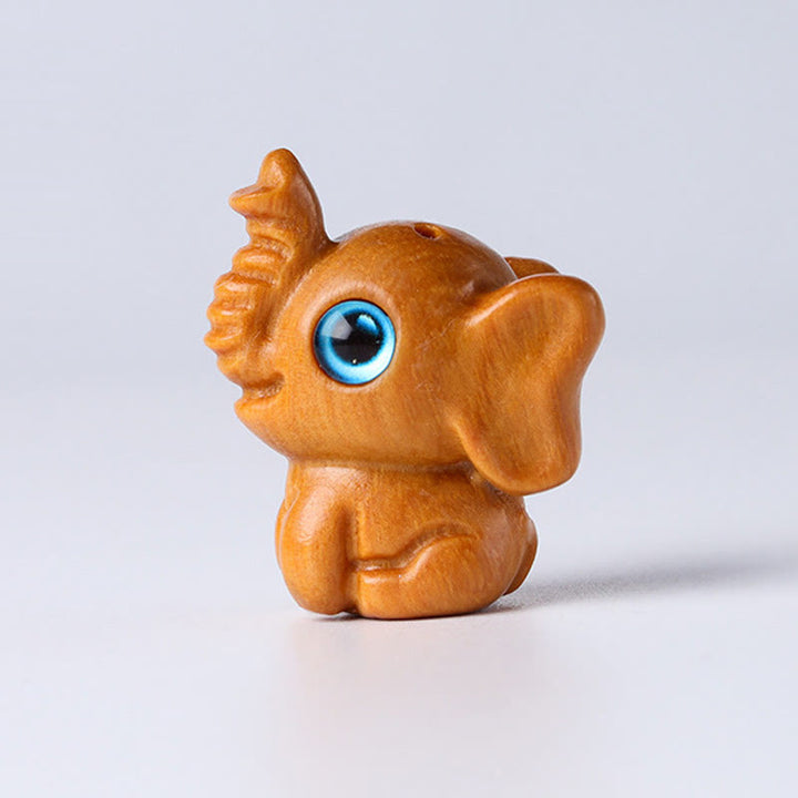 Buddha Stones白檀の小葉 紅檀 緑檀 幸運のミニ象の彫刻 守護装飾