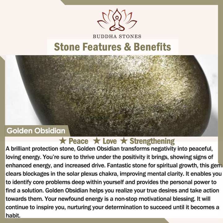 Buddha Stonesゴールデンオブシディアン ヒーリングエネルギーネックレスペンダント