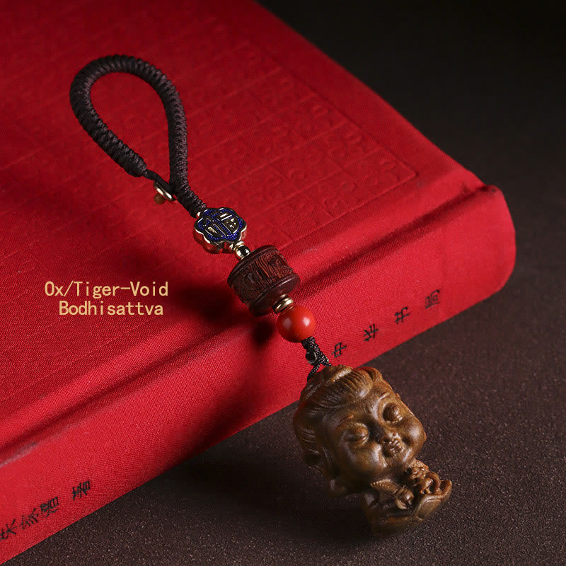 中国の十二支の誕生仏、グリーンサンダルウッドの「Om Mani Padme Hum」の平和キーチェーン