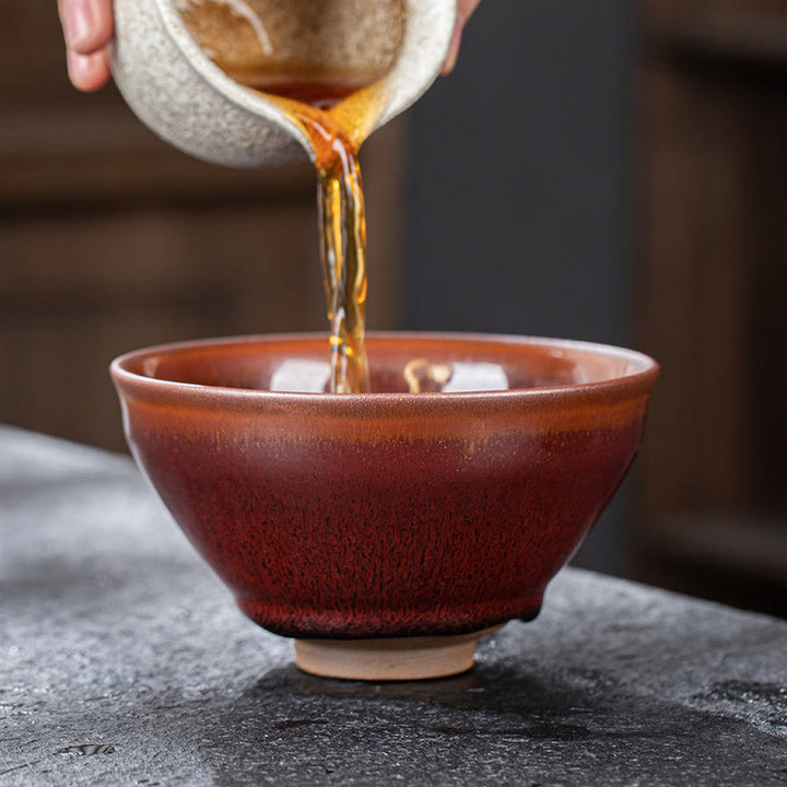 Buddha Stonesヴィンテージレッドブラウン中国Jianzhan磁器ティーカップカンフーティーカップ