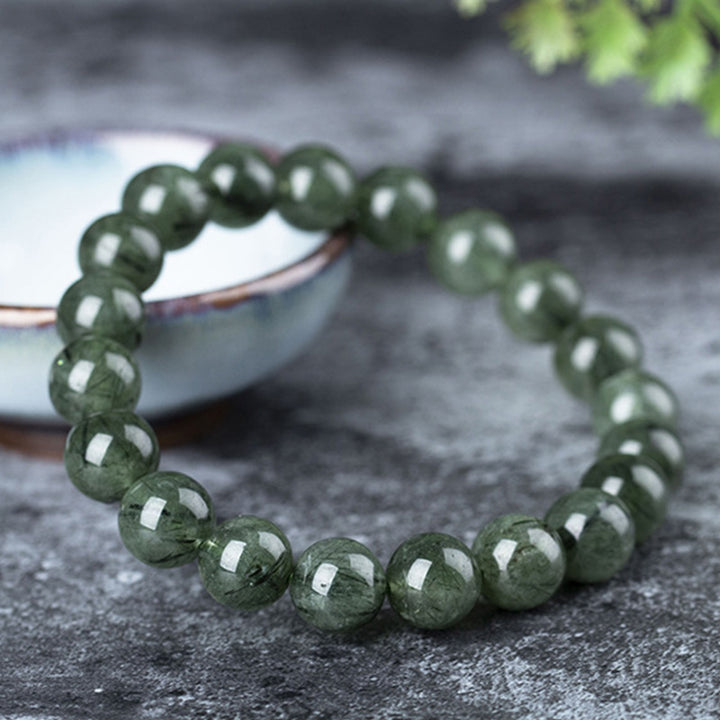 Buddha Stones天然グリーンクリスタル 祝福 富のブレスレット
