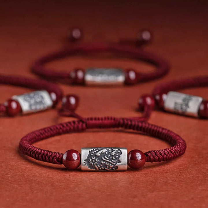 Buddha Stones925スターリングシルバー 12星座 辰砂 ストリングブレスレット