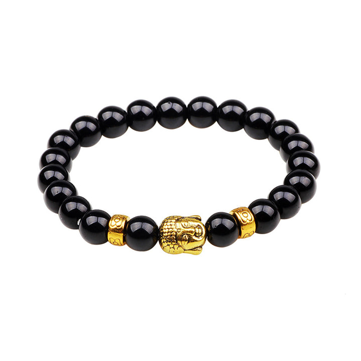 Buddha Stones天然ブラックオニキス幸運繁栄ブレスレット