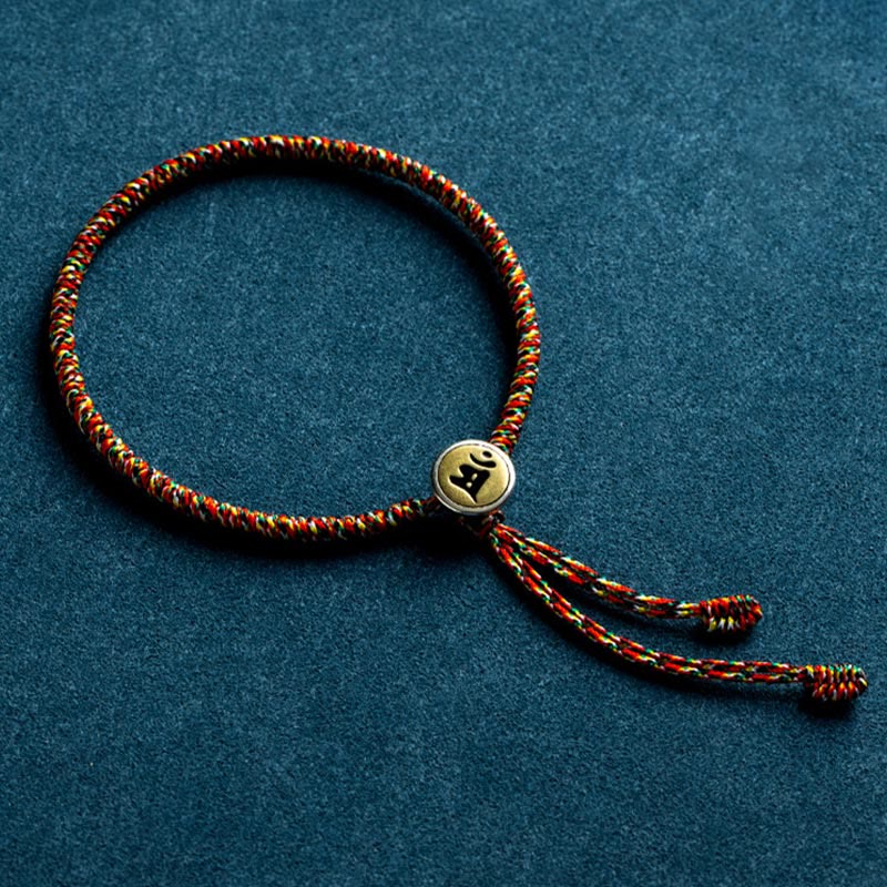 Buddha Stonesハンドメイド 925 スターリングシルバー十二支誕生仏守護 カラフル ロープブレスレット
