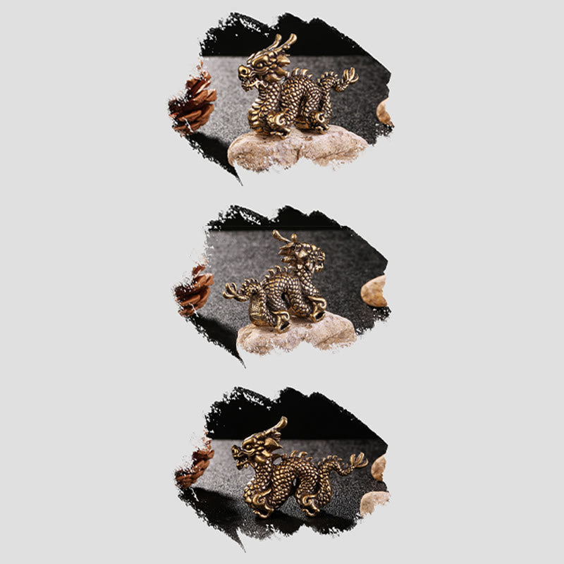 龍の年Buddha Stones小さな縁起の良い真鍮製龍 幸運 成功 家の装飾 - image 9