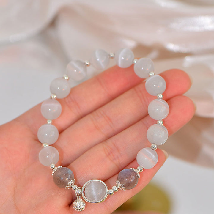 Buddha Stones925スターリングシルバー キャッツアイ ムーンストーン ラブサポートブレスレット