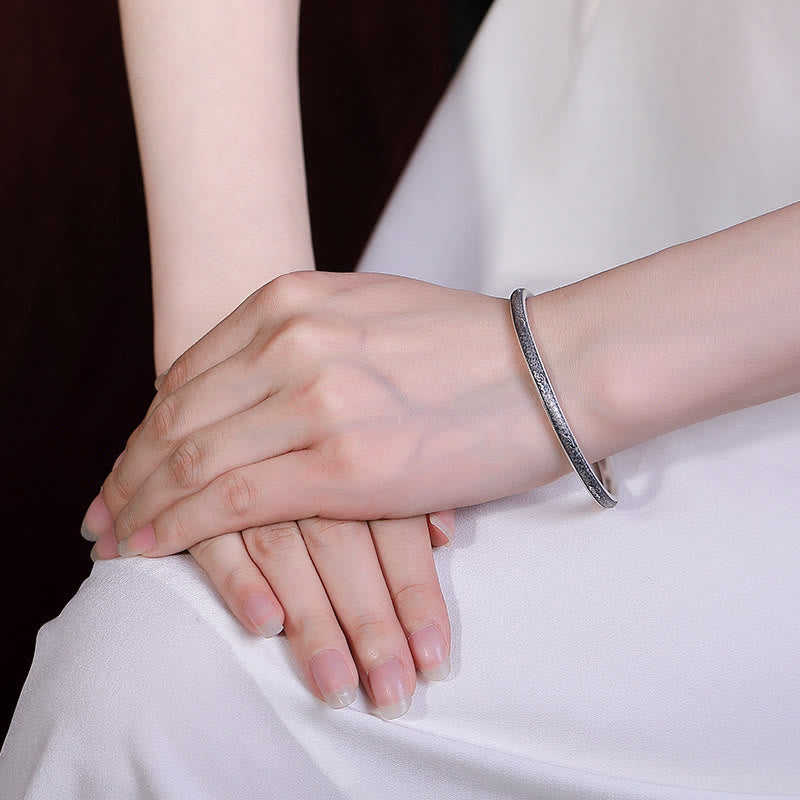 Buddha Stonesヴィンテージ 999 スターリングシルバー 縁起の良い雲デザイン幸運ブレスレットバングル - image 5