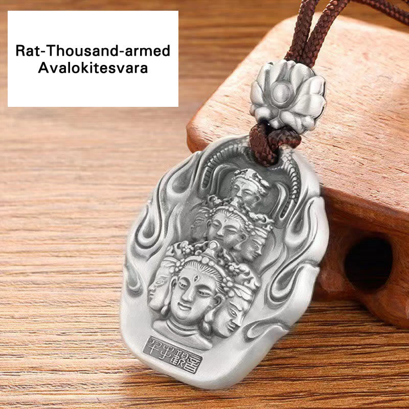 Buddha Stones十二支誕生仏オーム・マニ・パドメ・フムフム 蓮の慈悲のネックレスペンダント - 鼠千手観音 - image 11
