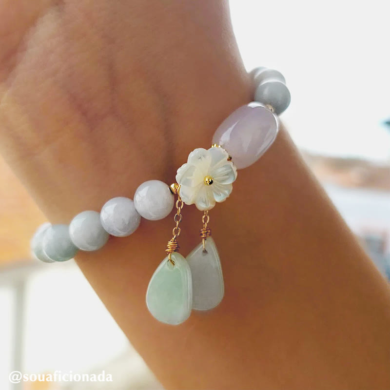 Buddha Stones 天然白翡翠 パワーストーンブレスレット 開運・浄化・癒し レディース用