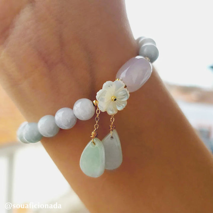 Buddha Stones 天然白翡翠 パワーストーンブレスレット 開運・浄化・癒し レディース用
