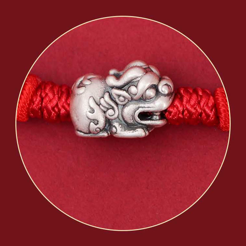 Buddha Stones925 スターリングシルバー 貔貅 キャラクター 富と幸運 ハンドメイド 編み込みブレスレット
