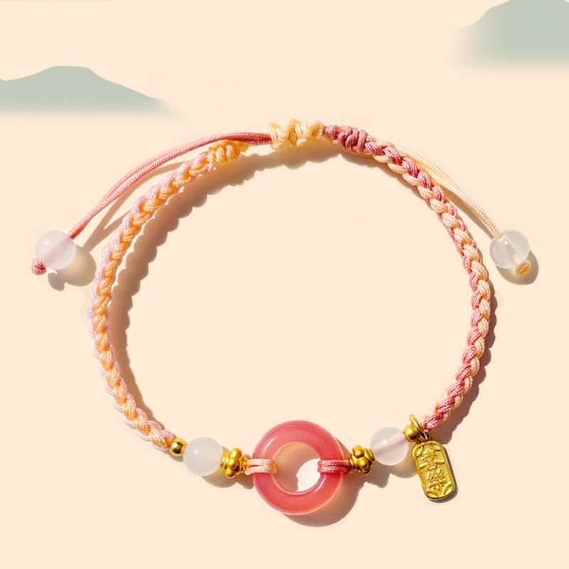 Buddha Stones平和と喜び 瑪瑙 平和バックル 縁起の良い手作り編みブレスレット