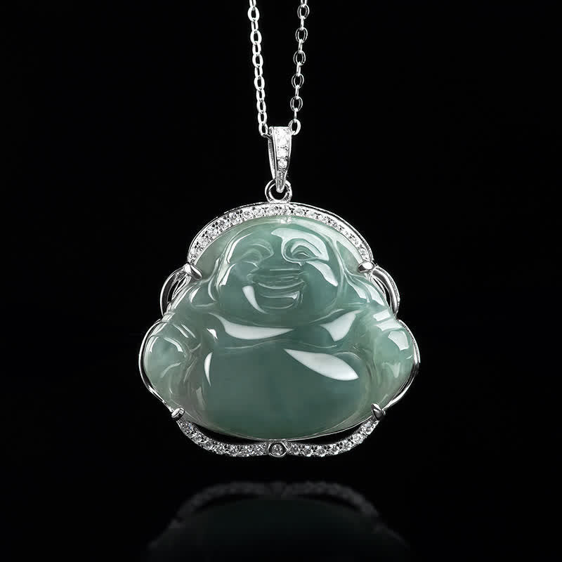 Buddha Stones925スターリングシルバー 笑う仏陀 天然翡翠 幸運のネックレスチェーンペンダント - image 4