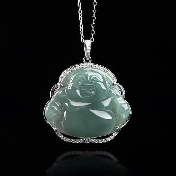 Buddha Stones925スターリングシルバー 笑う仏陀 天然翡翠 幸運のネックレスチェーンペンダント - image 4